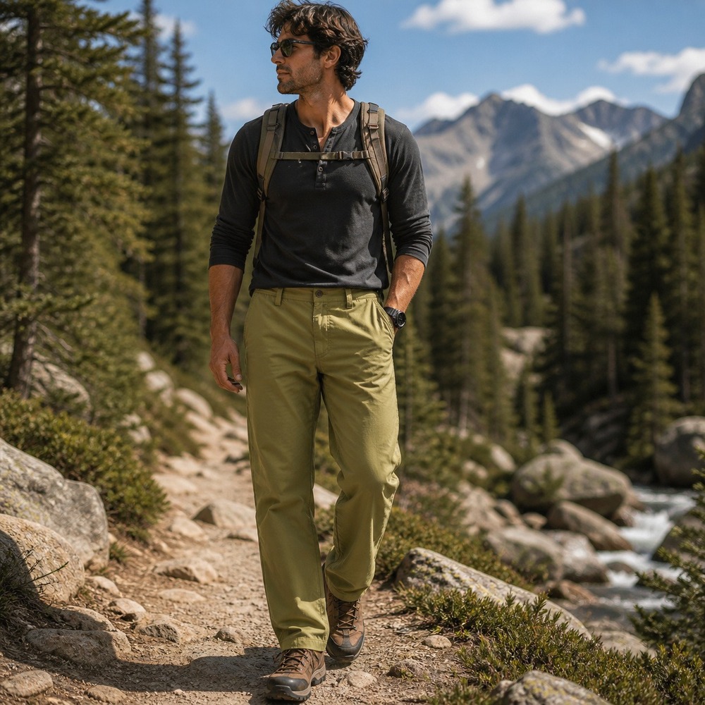 REI Co-op‎ Mens Pleated Hiking Pants Tan Khaki Outdoor Trekking Ankle Zip L
